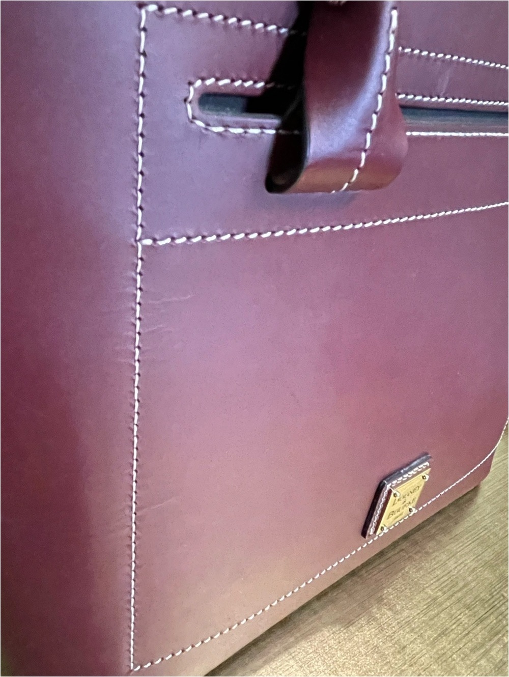 Dooney & Bourke BBECN1562 BXBX Burgundy Leather Tote Bag - Picture 9 of 15